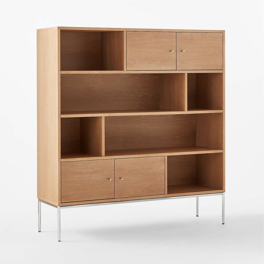 Furniture * | Cb2 Quick Delivery Trier Cerused Oak Bookcase