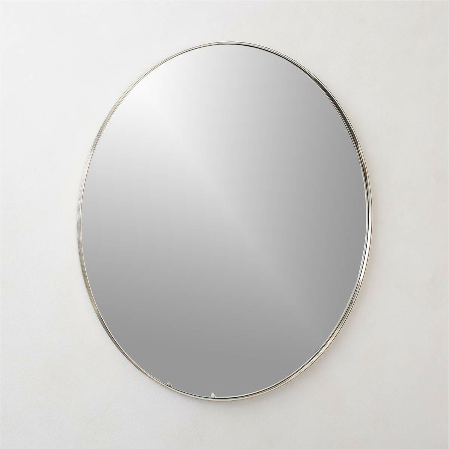 Decor & Mirrors * | Cb2 Online Cody Round Polished Nickel Wall Mirror 36