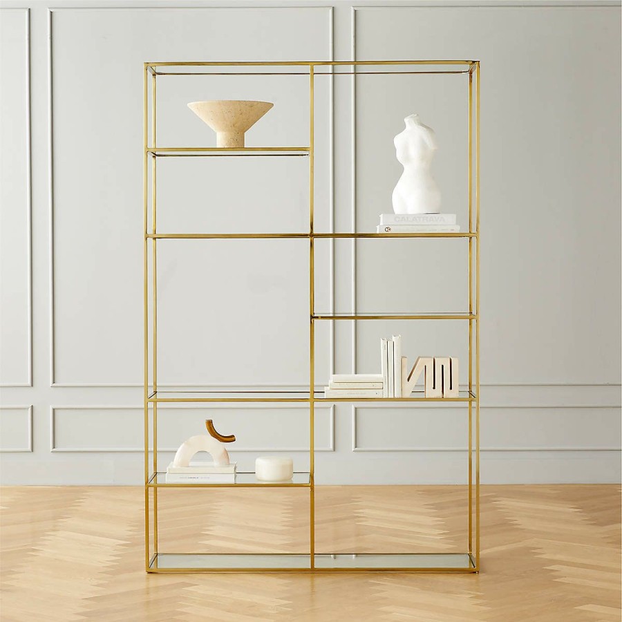 Furniture * | Cb2 Reliable Quality Bauble Brass Etagere