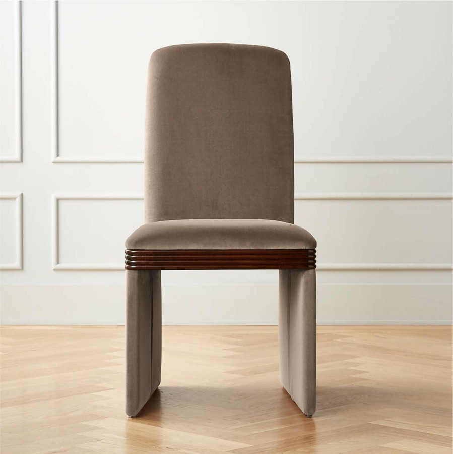 Furniture * | Cb2 Fashion Rhodes Taupe Upholstered Velvet Dining Chair