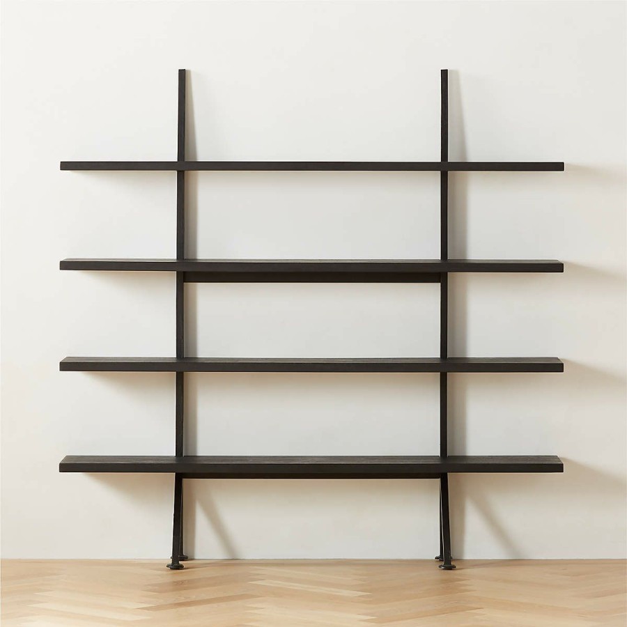 Furniture * | Cb2 Promotions Azzurra Black Metal And Wood Bookshelf