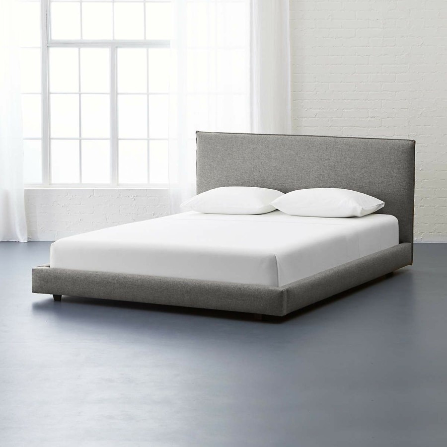 Furniture * | Cb2 Quick Delivery Facade Grey Tweed Queen Bed