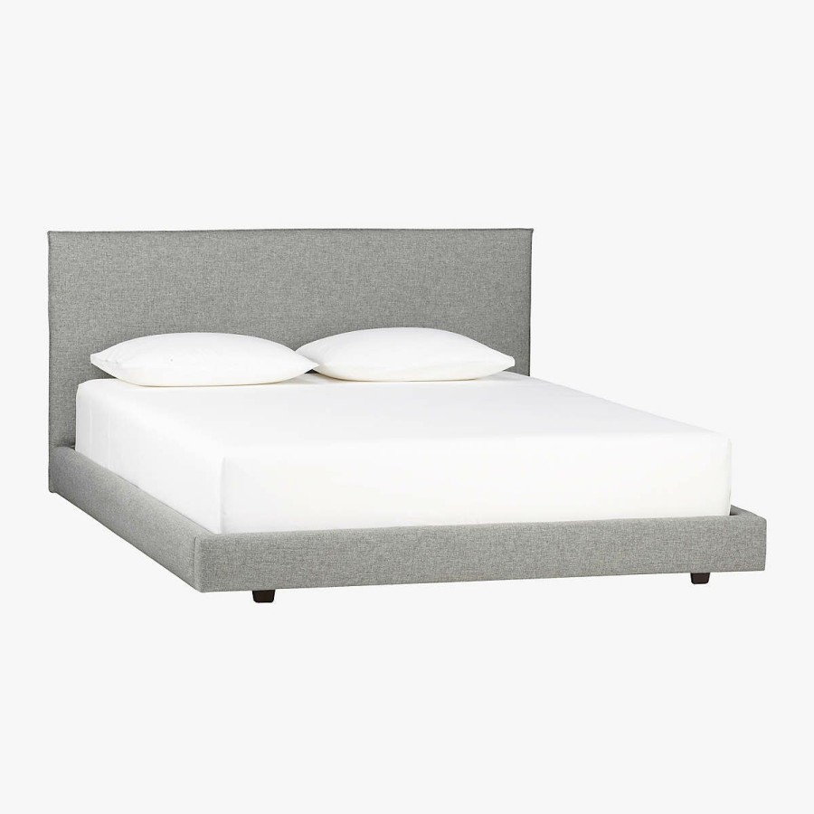 Furniture * | Cb2 Quick Delivery Facade Grey Tweed Queen Bed