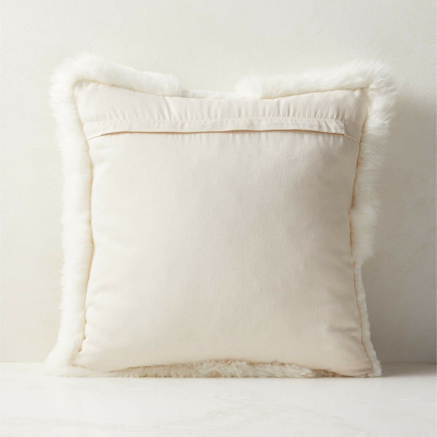 Pillows & Throws * | Cb2 Quick Delivery Connect White Sheepskin Fur Throw Pillow With Down-Alternative Insert 20