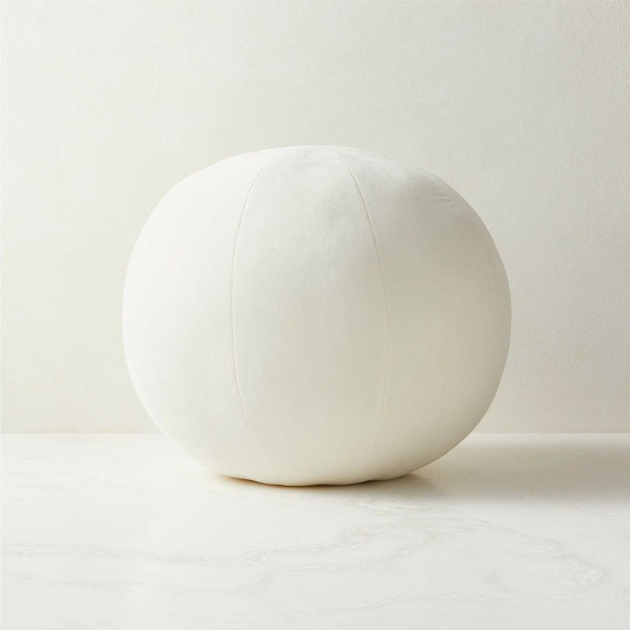 Pillows & Throws * | Cb2 Popular Terre White Velvet Sphere Throw Pillow