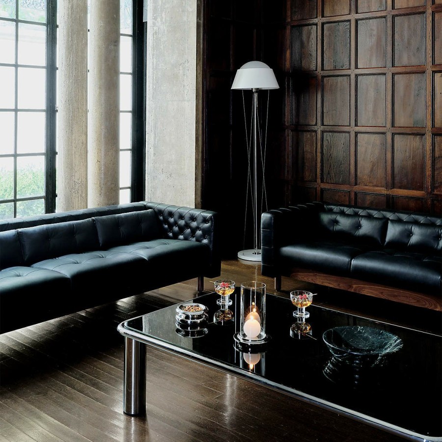 Furniture * | Cb2 Promotions Marconi 4-Seater Tufted Black Leather Sofa