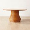 Furniture * | Cb2 Discount Sale Salamina Rattan-Wrapped Round Wood Dining Table