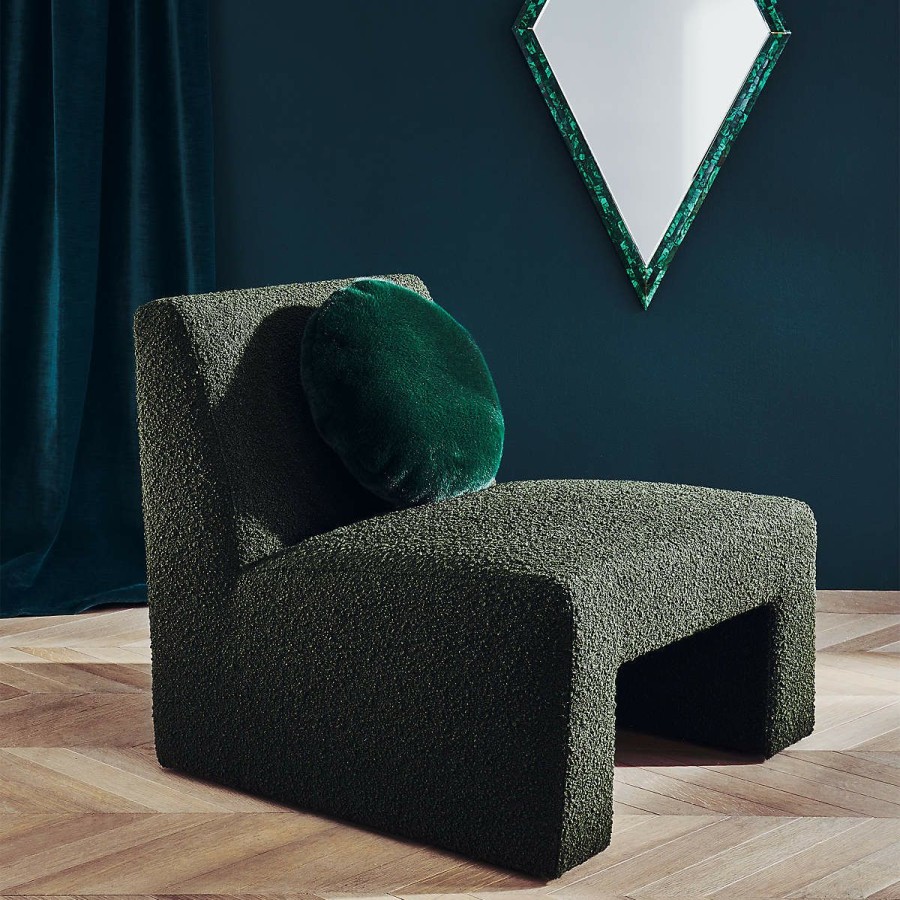 Furniture * | Cb2 Gift Selection Dario Green Boucle Accent Chair