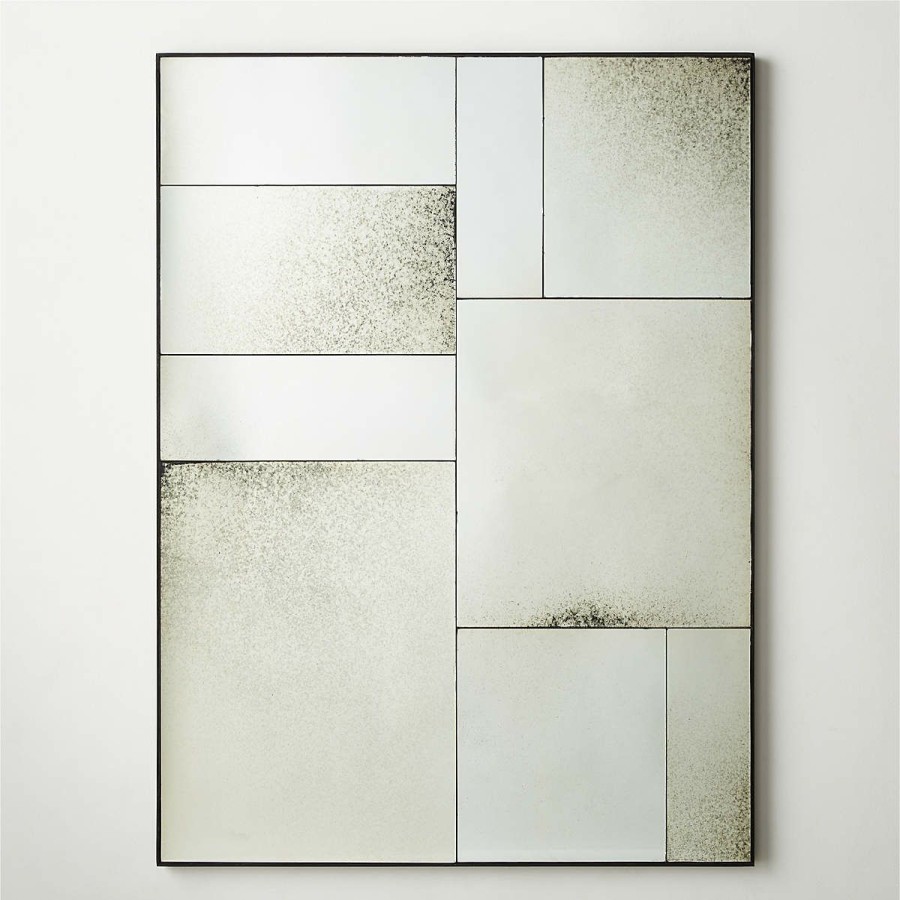 Decor & Mirrors * | Cb2 Gift Selection Clooney Antiqued Panel Wall Mirror 36"X48"