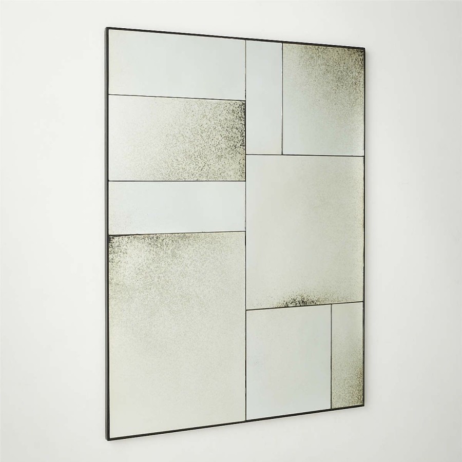 Decor & Mirrors * | Cb2 Gift Selection Clooney Antiqued Panel Wall Mirror 36"X48"