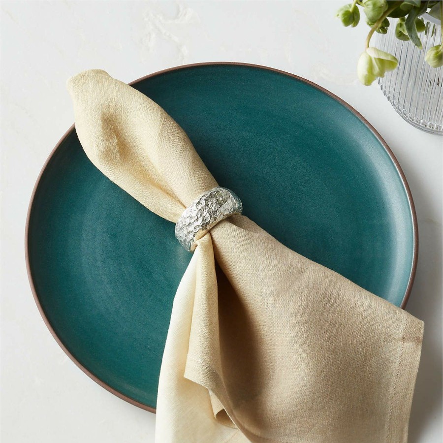 Kitchen & Dining * | Cb2 Low Price Dynasty Pitted Platinum Napkin Ring