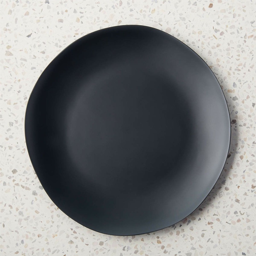 Kitchen & Dining * | Cb2 Quick Delivery Pebble Matte Black Melamine Dinner Plate