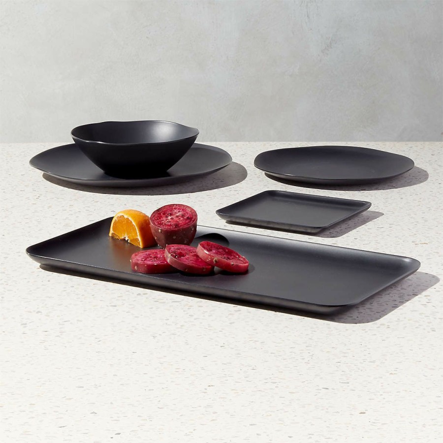 Kitchen & Dining * | Cb2 Quick Delivery Pebble Matte Black Melamine Dinner Plate