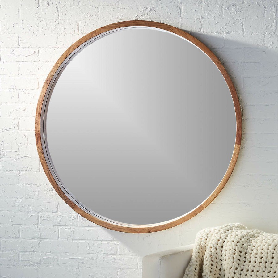 Decor & Mirrors * | Cb2 Wholesale Acacia Round Wall Mirror 40