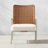 Outdoor * | Cb2 Fashionable Colombe Green Metal And Rattan Outdoor Lounge Chair With Ivory Sunbrella Cushions