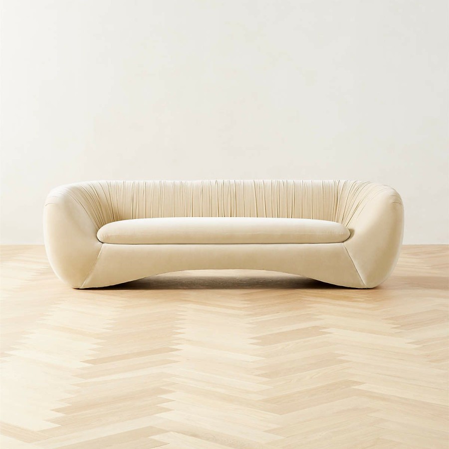 Furniture * | Cb2 New Arrivals Cecil Cream Velvet Sofa