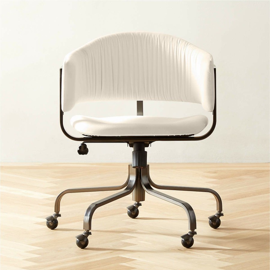 Furniture * | Cb2 Quick Delivery Stretta Ivory Velvet Office Chair