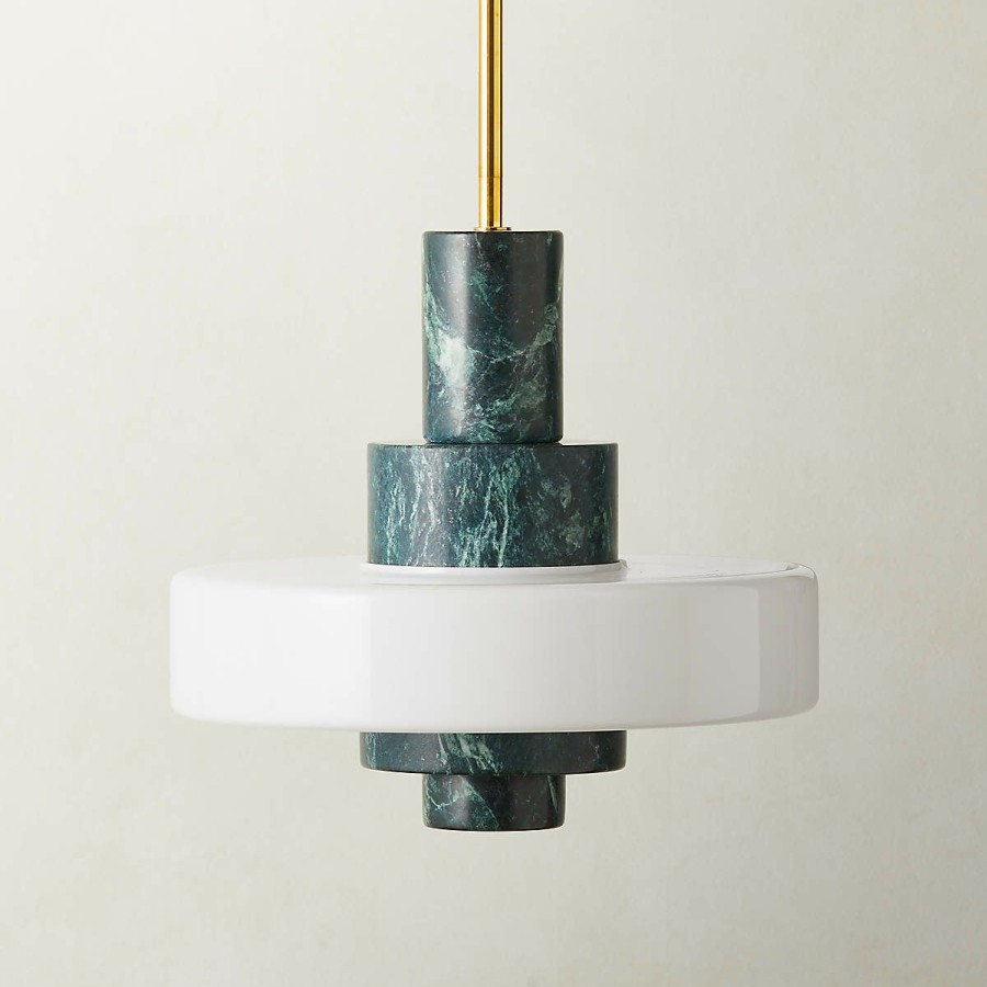 Lighting * | Cb2 New Arrivals Mercury Green Marble Pendant Light