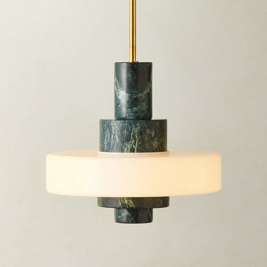 Lighting * | Cb2 New Arrivals Mercury Green Marble Pendant Light