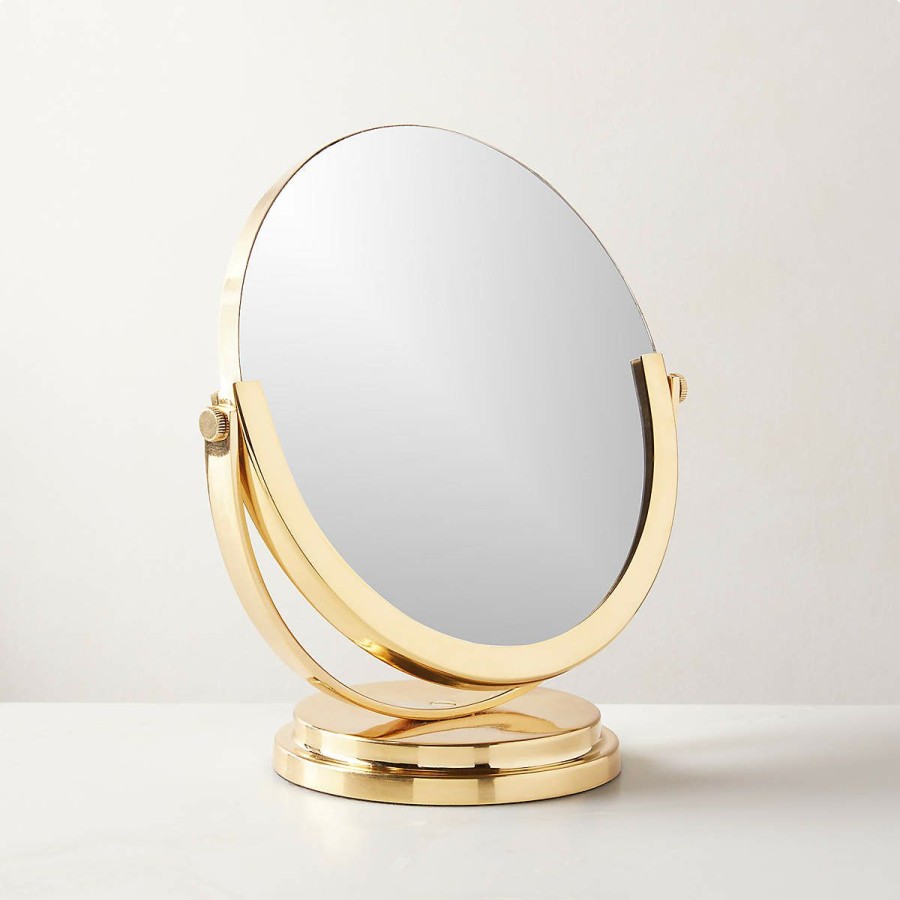 Bedding & Bath * | Cb2 Excellent Mimi Rotating Polished Brass Vanity Mirror