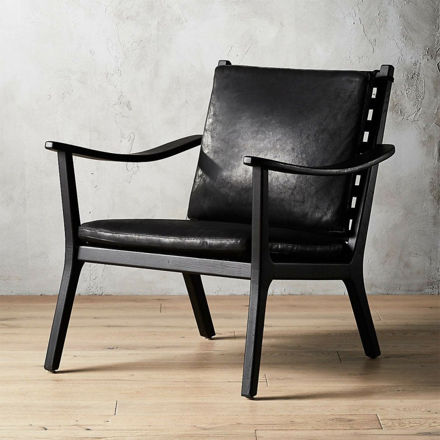 Furniture * | Cb2 Gift Selection Parlay Black Leather Lounge Chair