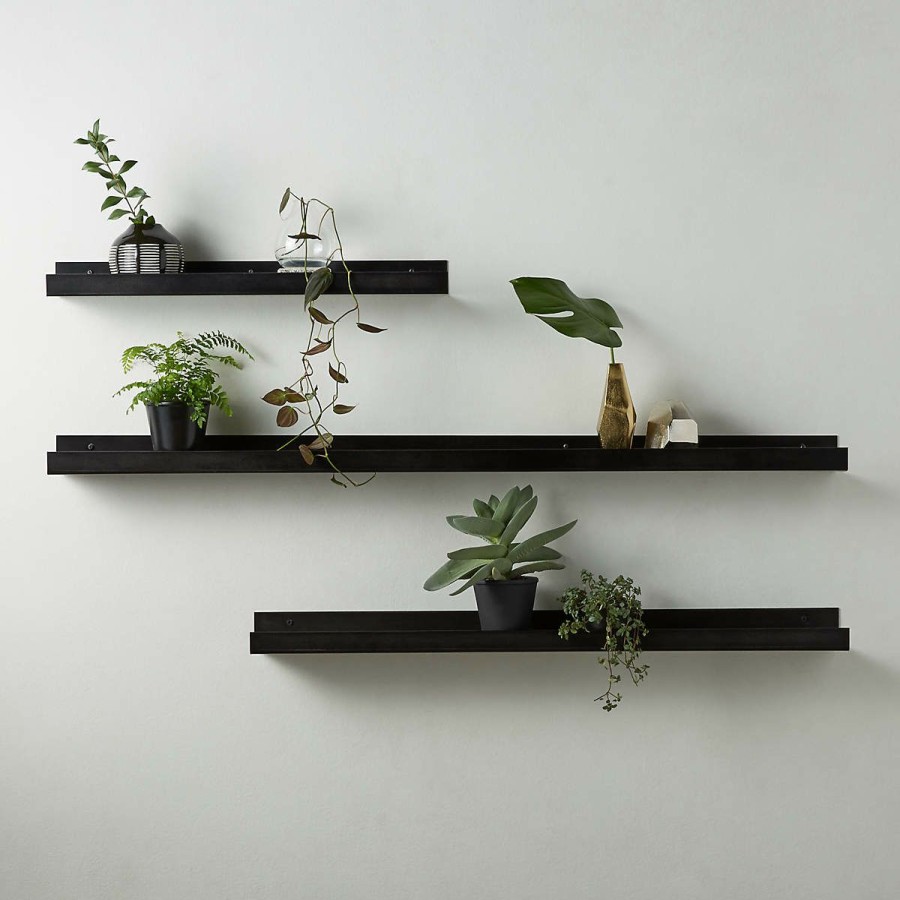 Decor & Mirrors * | Cb2 Popular Metal Gunmetal Wall Shelf 24