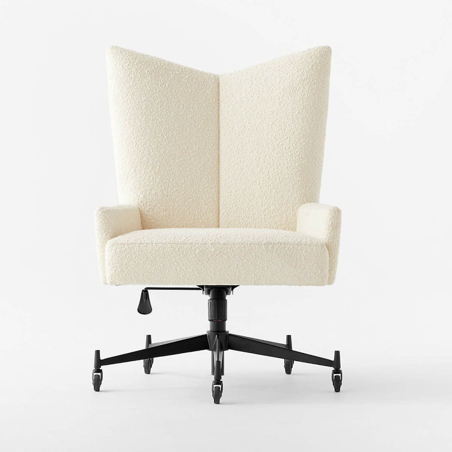 Furniture * | Cb2 Gift Selection Bowtie Cream Boucle Office Chair Model 3002