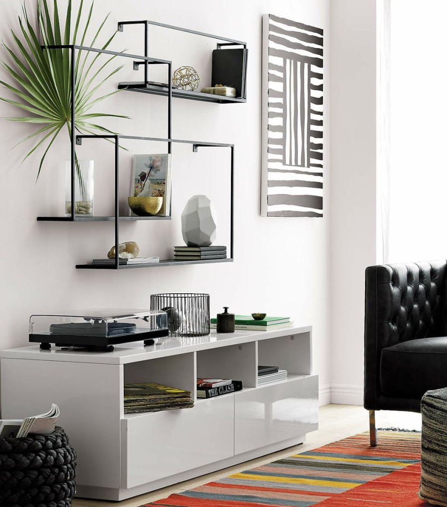 Decor & Mirrors * | Cb2 Online Matte Black Large Floating Shelves Set Of 3