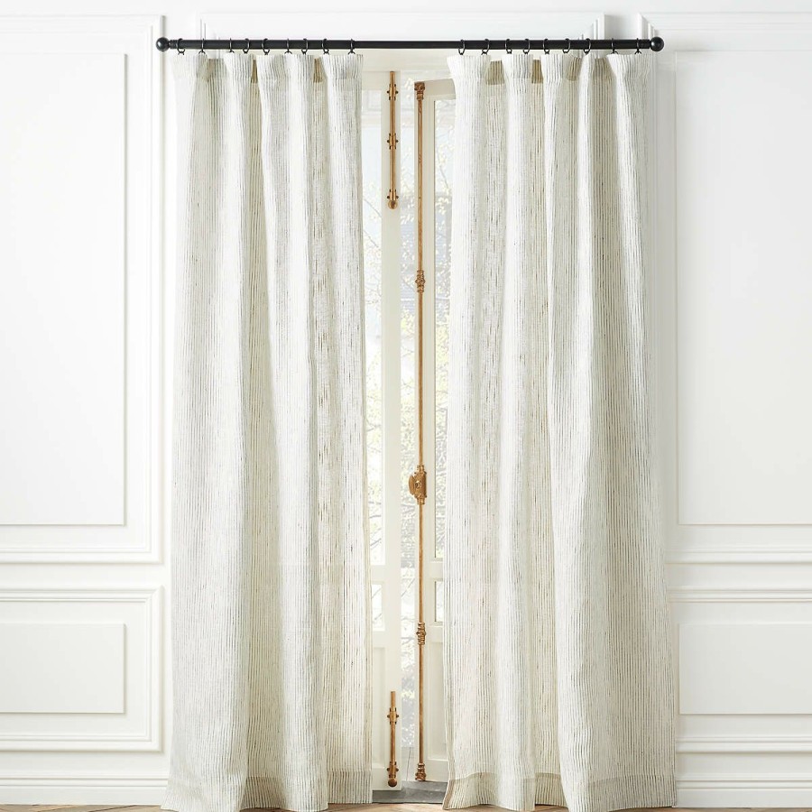 Decor & Mirrors * | Cb2 Special Harlow Striped Linen-Blend Sheer Window Curtain Panel 48 X84