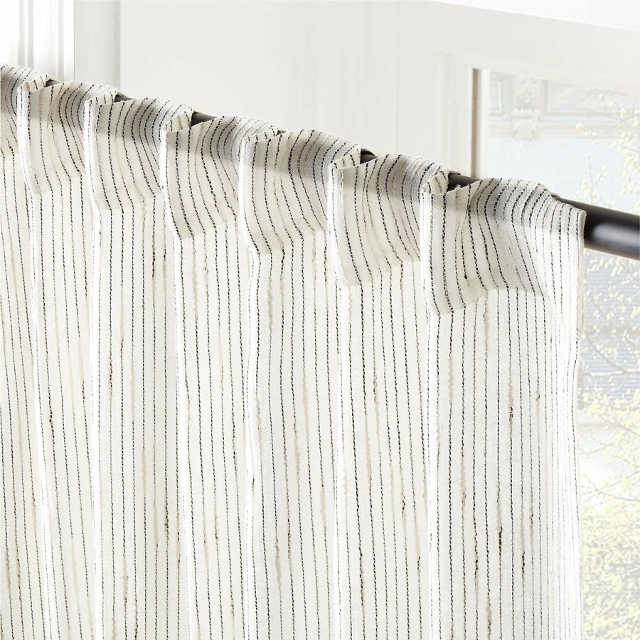 Decor & Mirrors * | Cb2 Special Harlow Striped Linen-Blend Sheer Window Curtain Panel 48 X84