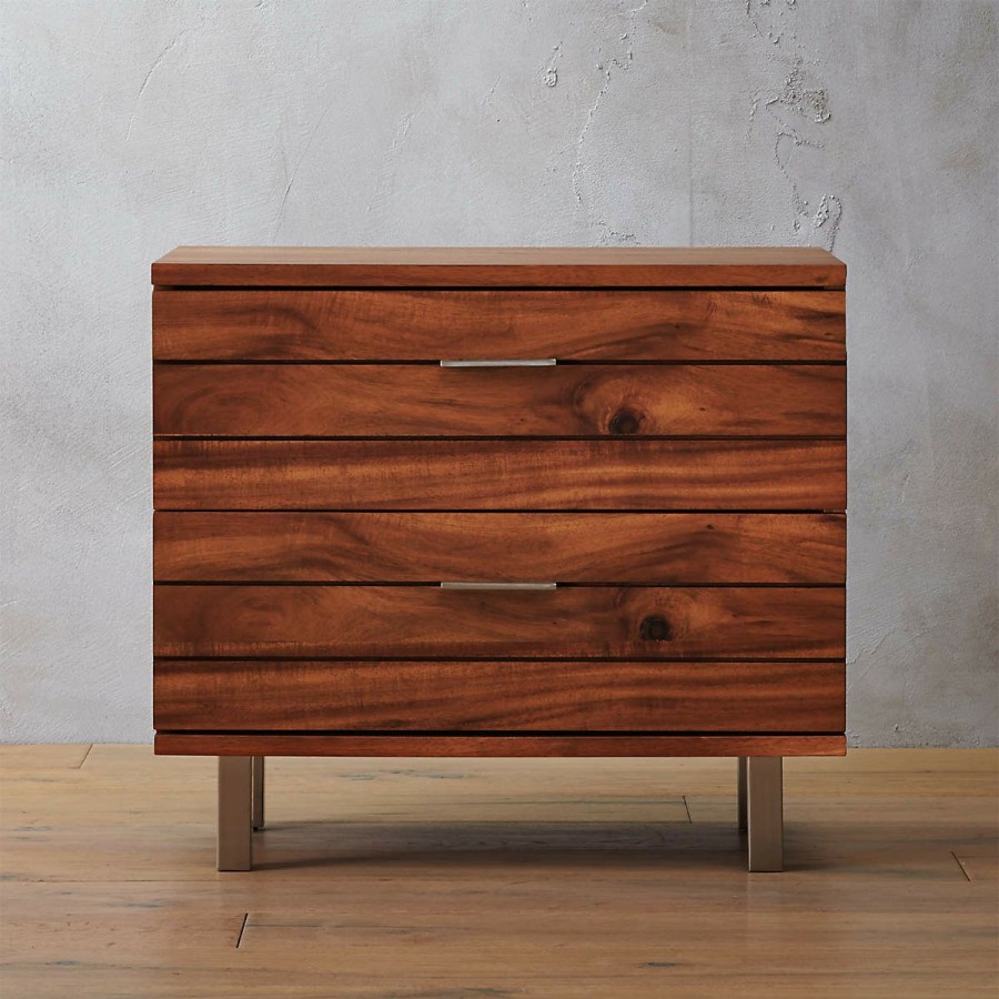 Furniture * | Cb2 Discounts Linear 2-Drawer Wood Nightstand