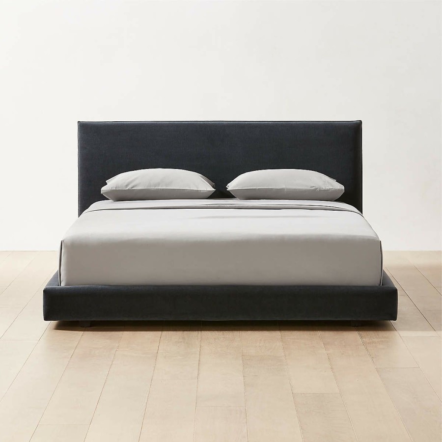 Furniture * | Cb2 Latest Facade Shadow Velvet Queen Bed