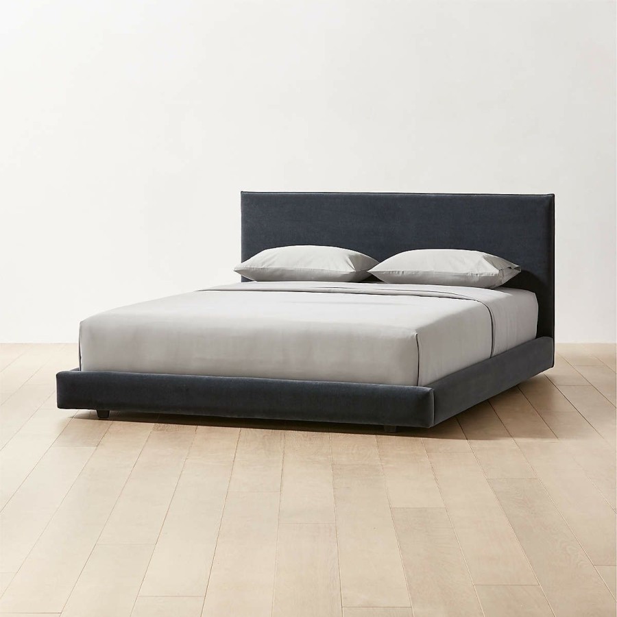 Furniture * | Cb2 Latest Facade Shadow Velvet Queen Bed