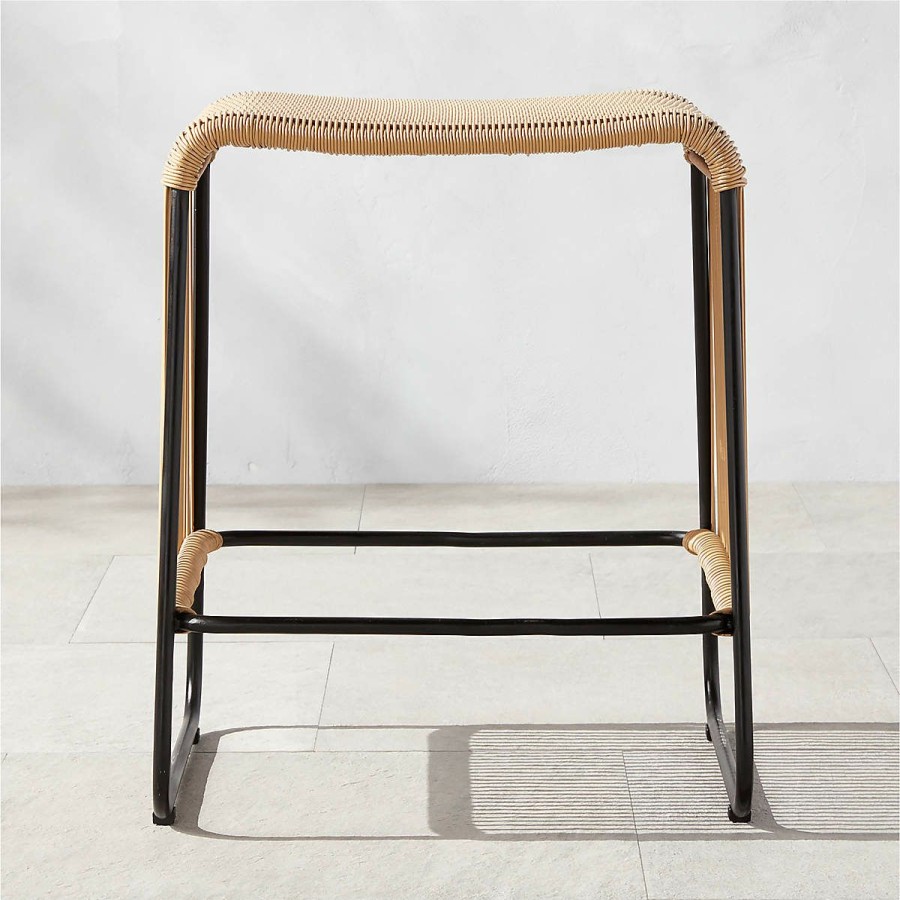 Outdoor * | Cb2 Hot Sell Katja Rattan Outdoor Counter Stool