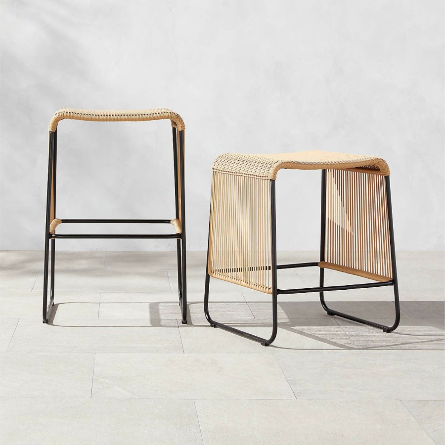 Outdoor * | Cb2 Hot Sell Katja Rattan Outdoor Counter Stool