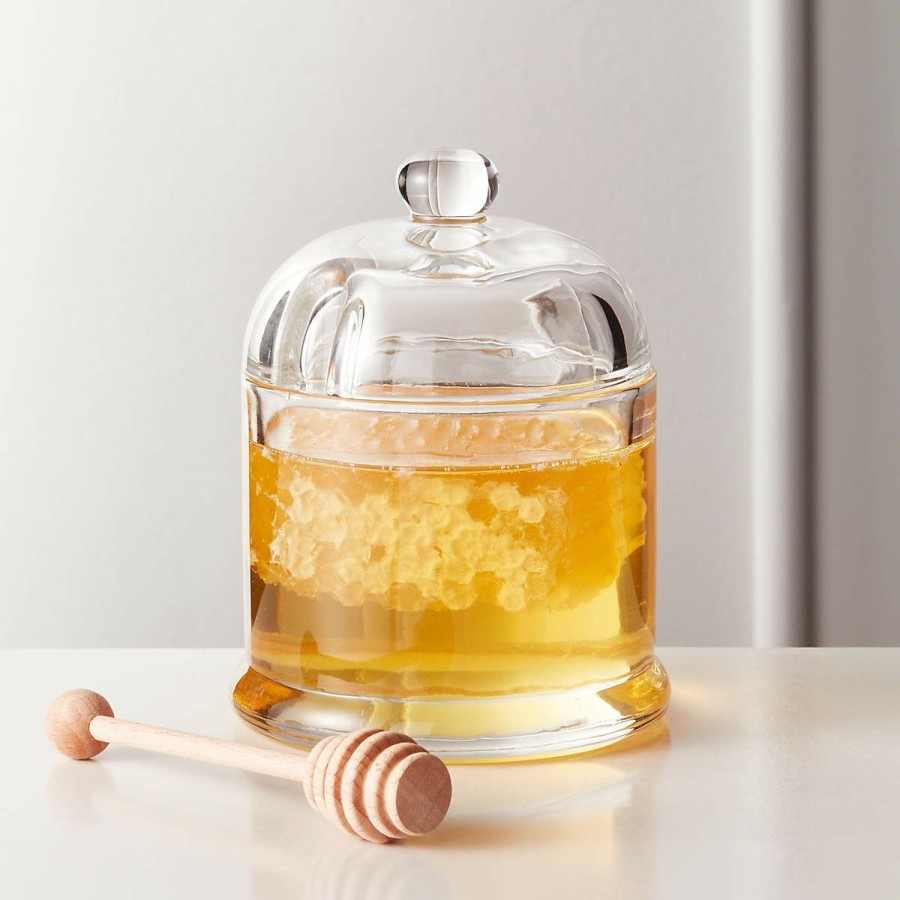 Kitchen & Dining * | Cb2 New Arrivals Swarm Glass Honey Pot And Dipper