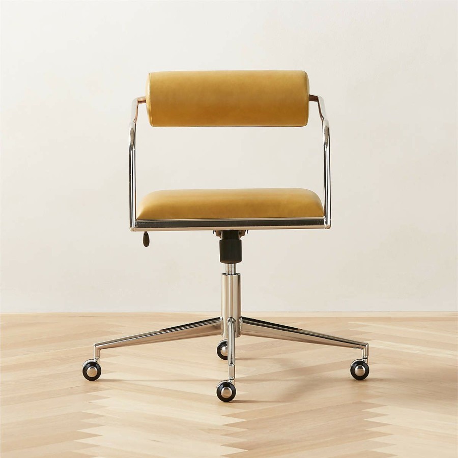 Furniture * | Cb2 Discounts Orsen Saddle Leather Office Chair