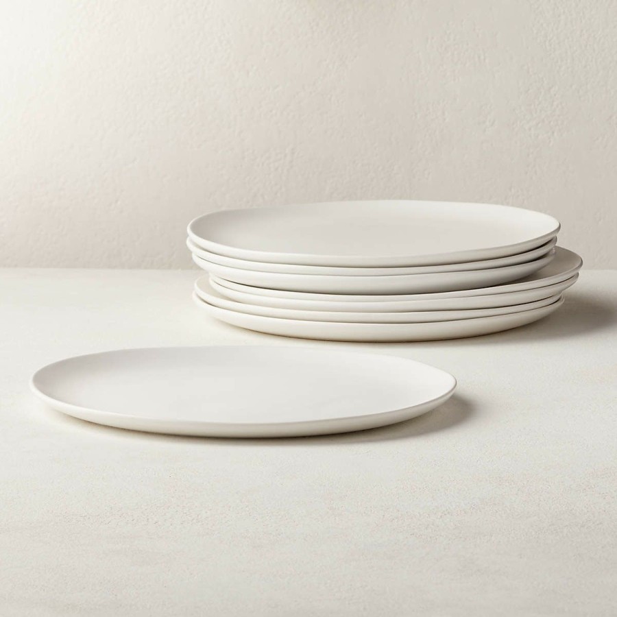 Kitchen & Dining * | Cb2 Low Price Crisp Matte Dinner Plate Set Of 8