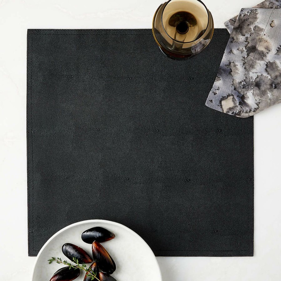 Kitchen & Dining * | Cb2 New Arrivals Shagreen Faux-Leather Square Placemat