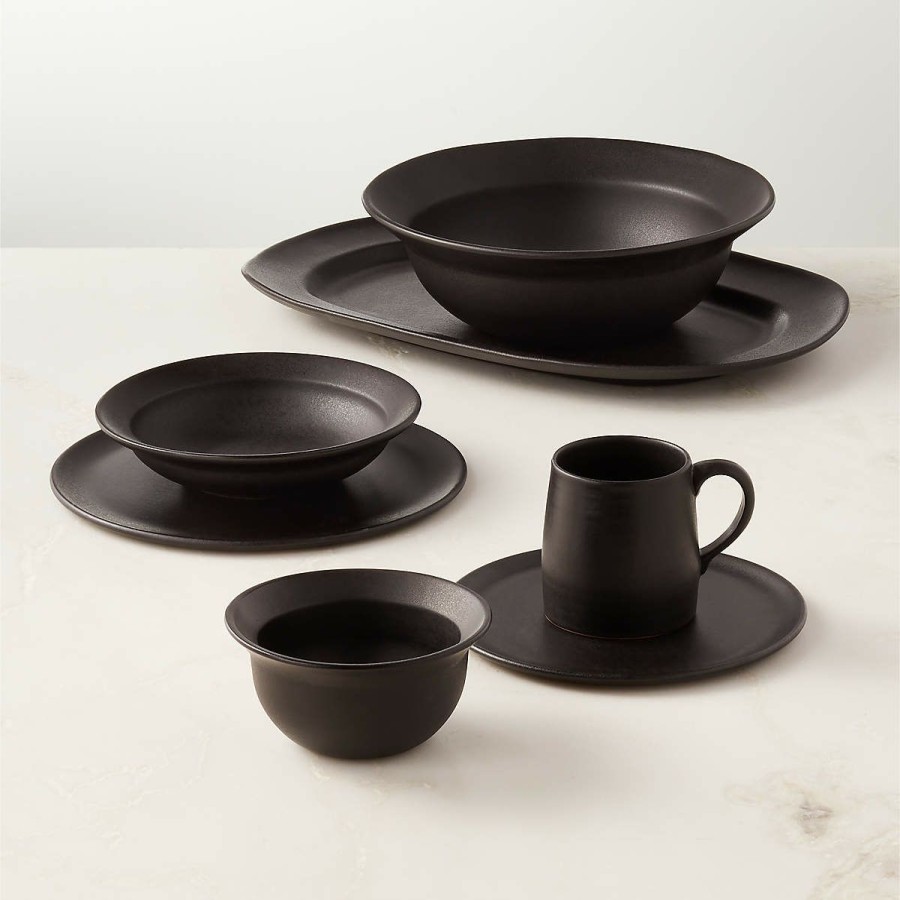 Kitchen & Dining * | Cb2 Promotions Sculpt Black Salad Plate