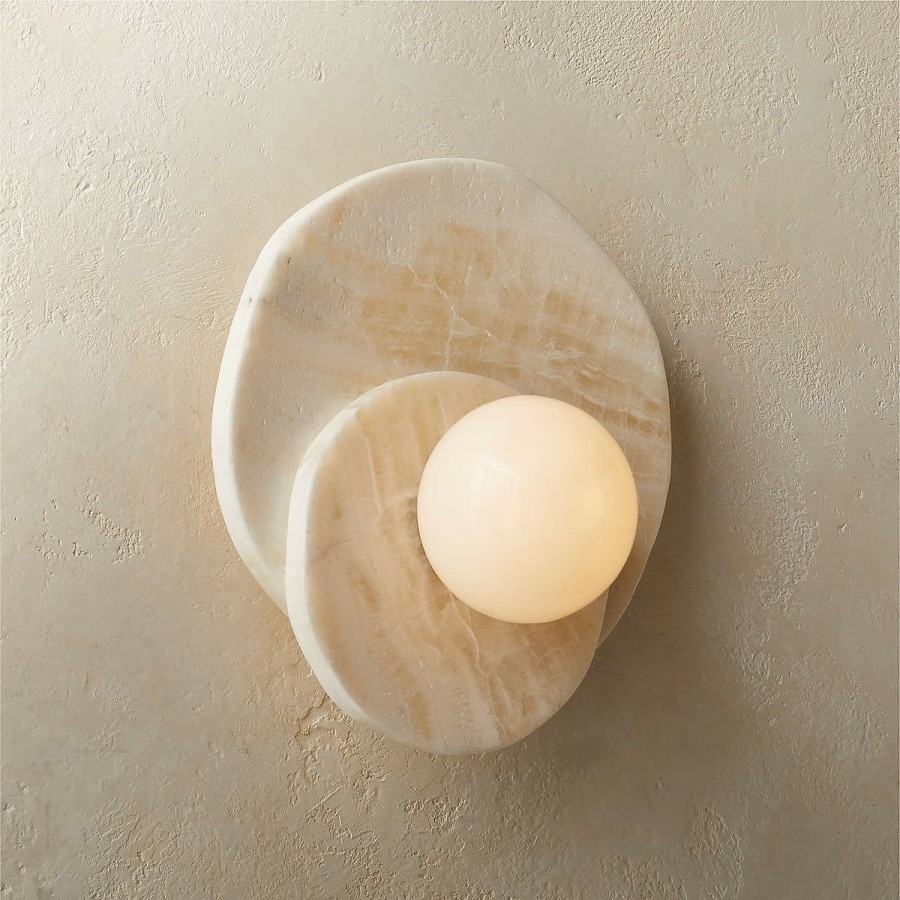 Lighting * | Cb2 Quick Delivery Astr White Onyx Wall Sconce