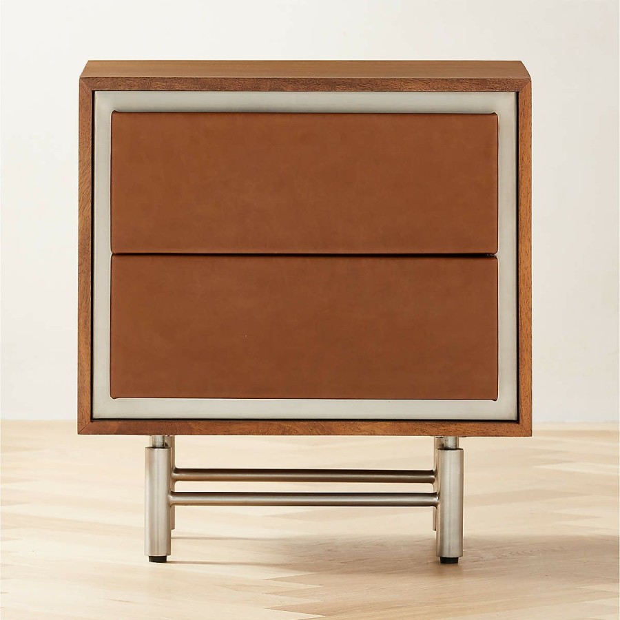 Furniture * | Cb2 Popular Renwick Mango Wood 2-Drawer Nightstand