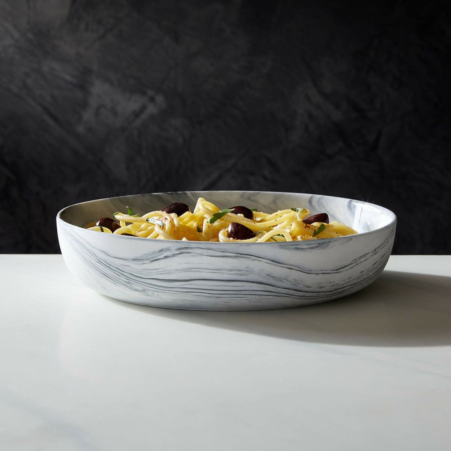 Kitchen & Dining * | Cb2 Discounts Swirl Black And White Pasta Bowl