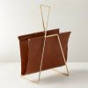 Decor & Mirrors * | Cb2 Discounts Fallon Leather Magazine Rack