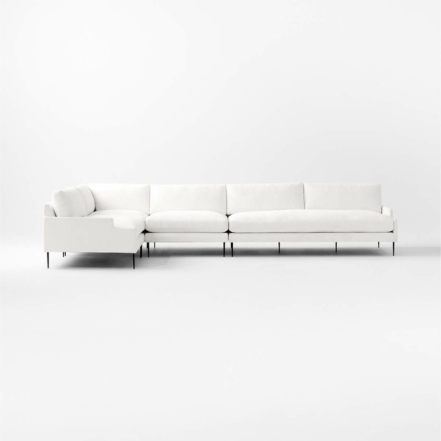 Furniture * | Cb2 New Arrivals Scalino 4-Piece L-Shaped White Performance Velvet Sectional Sofa With Left Arm Chair