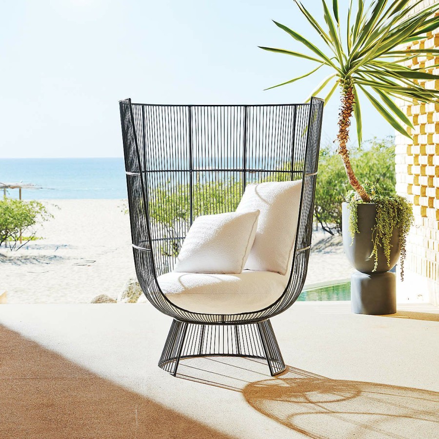 Outdoor * | Cb2 New Arrivals Raine Outdoor Lounge Chair With Boucle Sunbrella Cushions