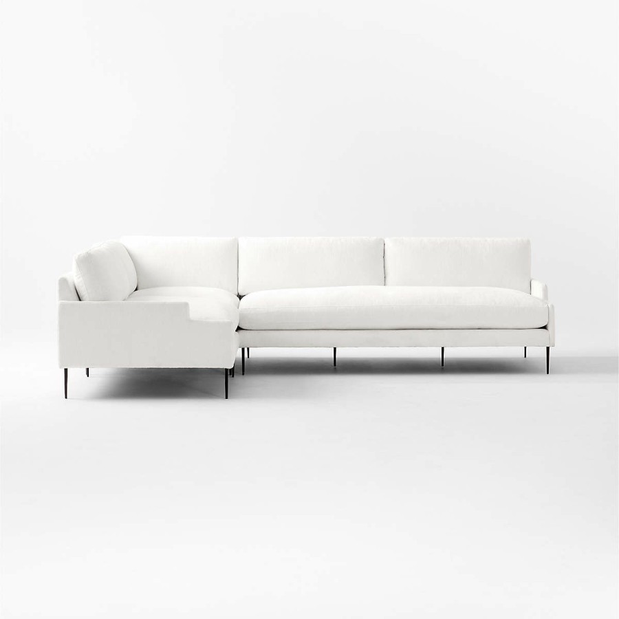 Furniture * | Cb2 Wholesale Scalino 3-Piece L-Shaped White Performance Velvet Sectional Sofa With Left Arm Chair