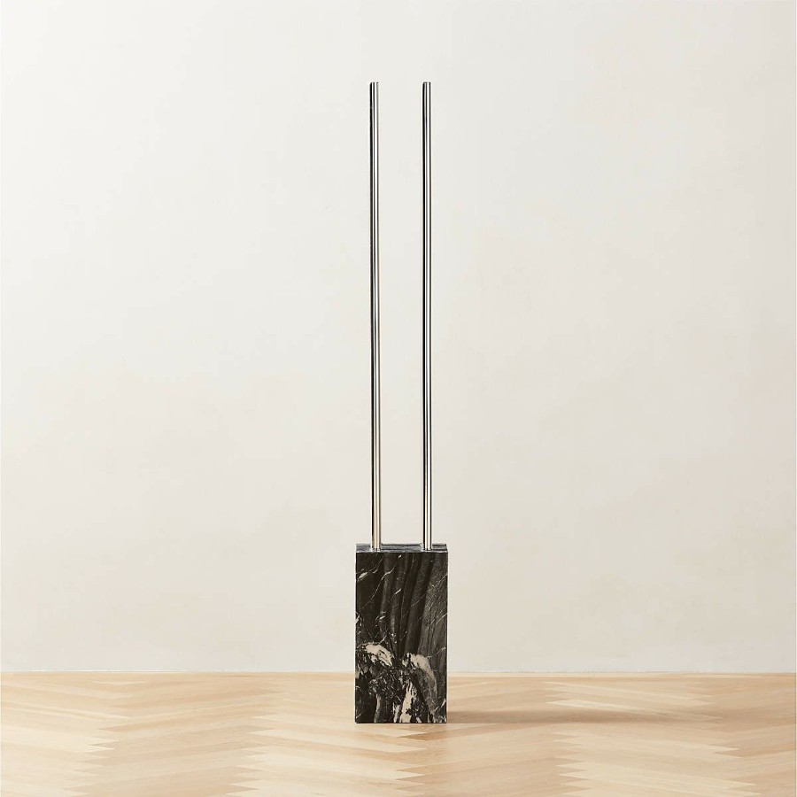 Decor & Mirrors * | Cb2 Discount Sale Bellamy Marble And Polished Stainless Steel Coat Rack