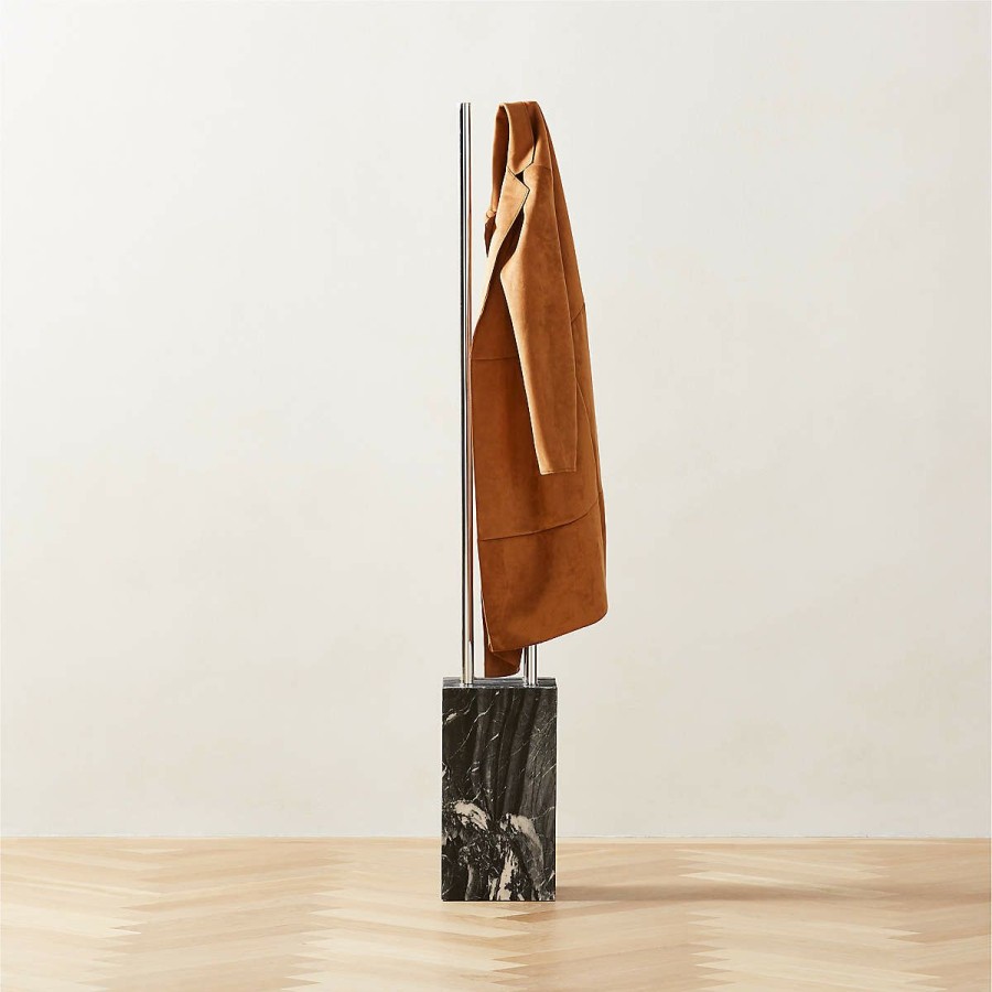 Decor & Mirrors * | Cb2 Discount Sale Bellamy Marble And Polished Stainless Steel Coat Rack